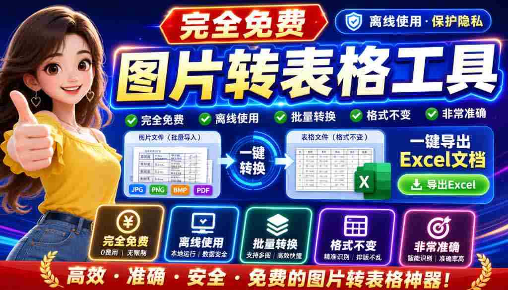 （19972期）图片表格识别提取工具，支持一键从图片中智能提取表格并导出Excel文件，可离线免网运行，FastTableOCR-副业部