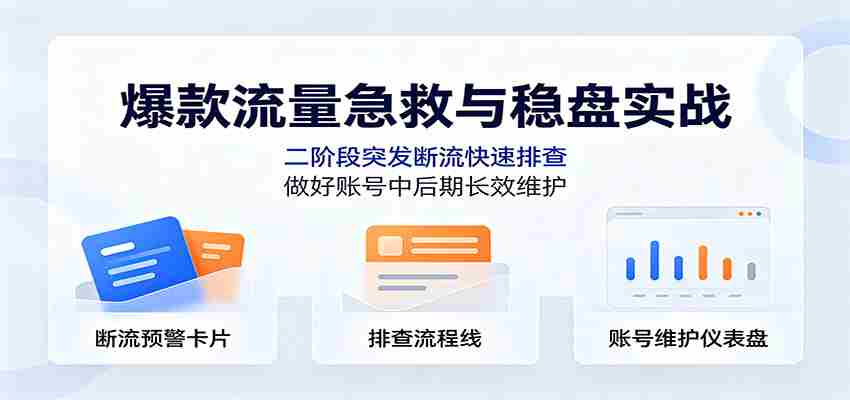 爆款流量急救与稳盘实战：二阶段突发断流快速排查，做好账号中后期长效维护-副业部
