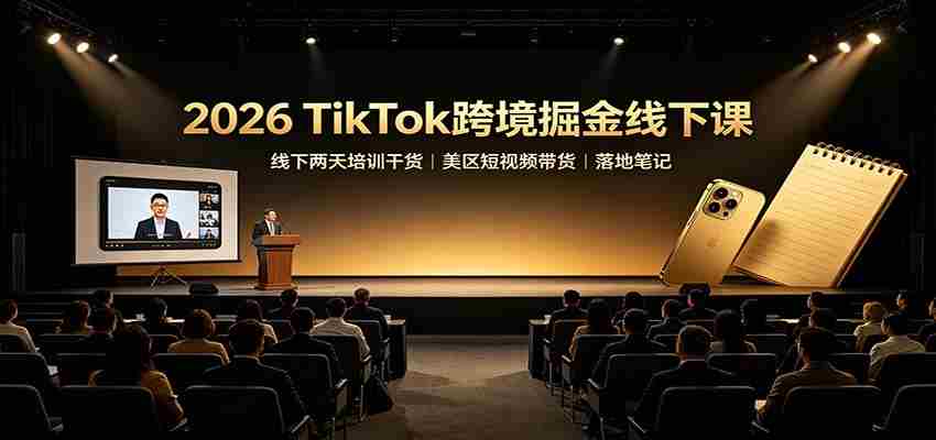2026 TikTok跨境掘金线下课：线下两天培训干货，美区短视频带货落地笔记-副业部