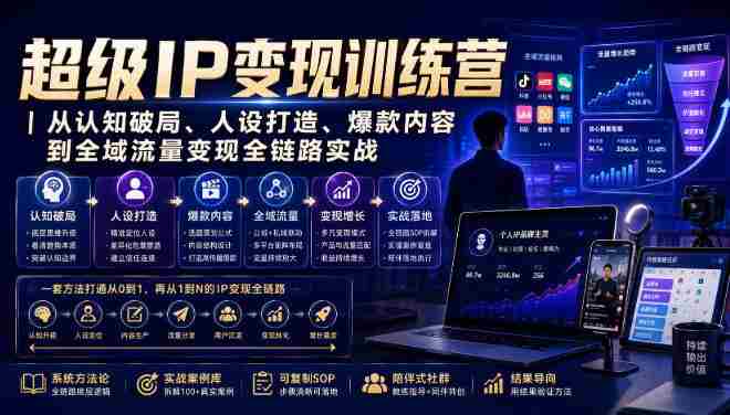 超级IP变现训练营｜从认知破局、人设打造、爆款内容到全域流量变现全链路实战-副业部