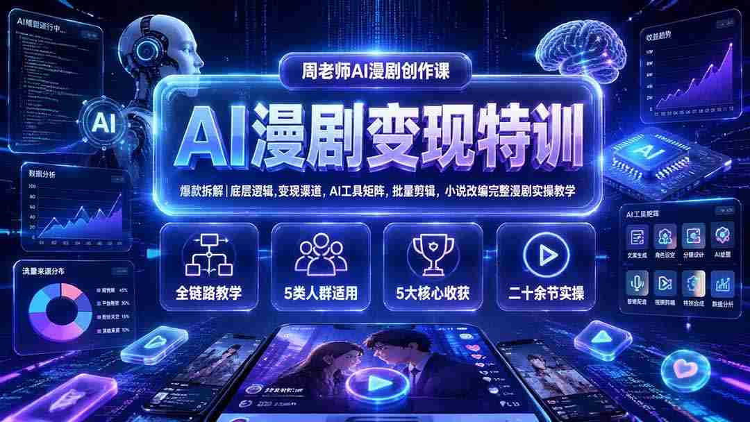 （19633期）AI漫剧变现特训★爆款拆解｜底层逻辑，变现渠道，AI工具矩阵，批量剪辑，小说改编完整漫剧实操教学-副业部