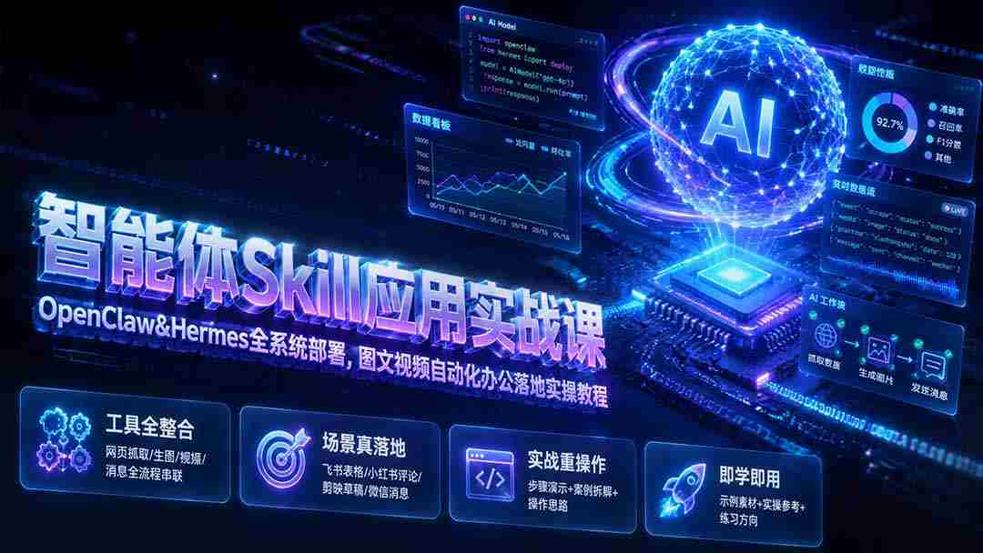 （19645期）智能体Skill应用实战课：OpenClaw&Hermes全系统部署，图文视频自动化办公落地实操教程-副业部