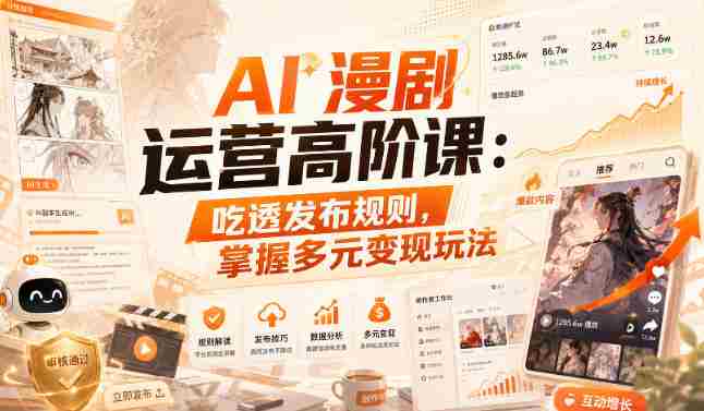 AI漫剧运营高阶课：吃透发布规则，掌握多元变现玩法-副业部