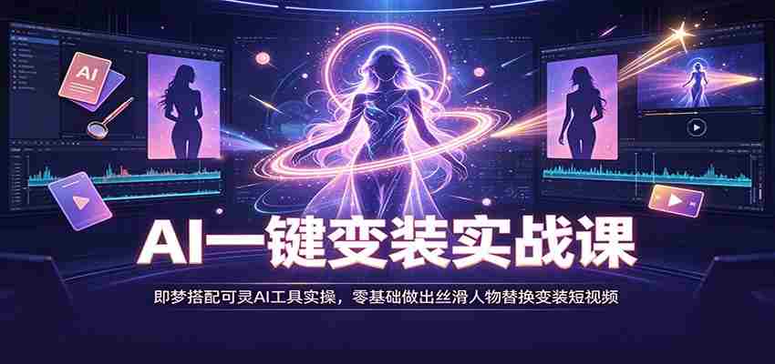 AI一键变装实战课：即梦搭配可灵AI工具实操，零基础做出丝滑人物替换变装短视频-副业部