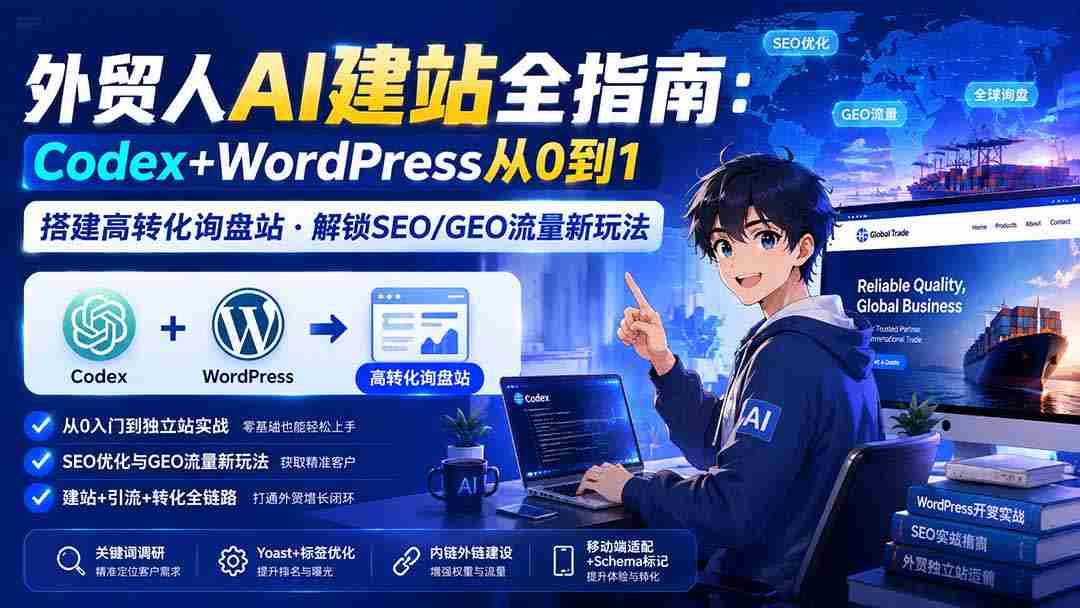 （20003期）外贸人AI建站全指南：Codex+WordPress从0到1·搭建高转化询盘站·解锁SEO/GEO流量新玩法-更新8月-副业部