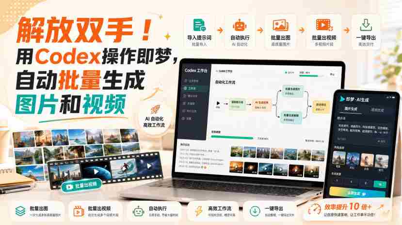 解放双手！用Codex操作即梦，自动批量生成图片和视频-副业部