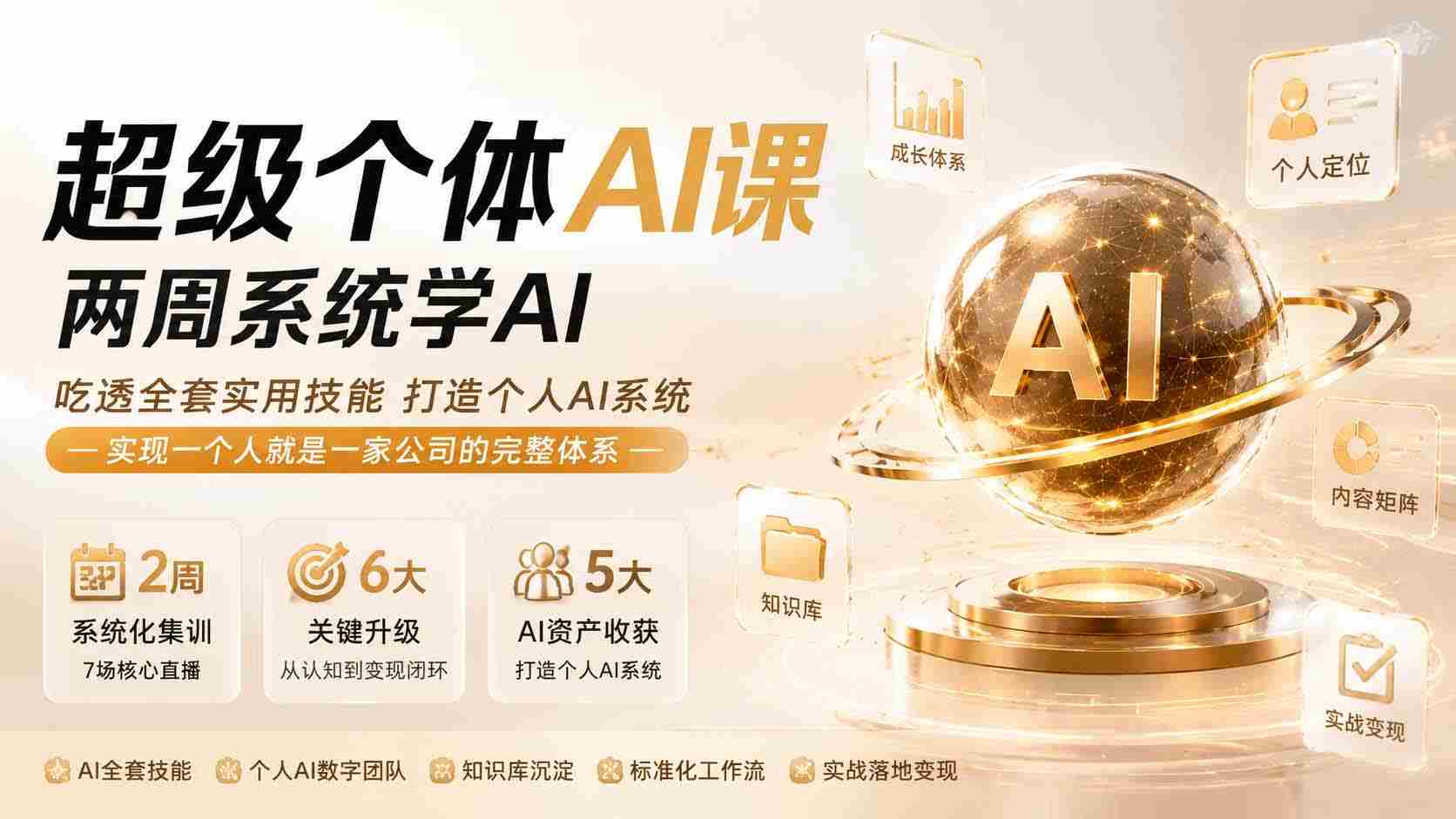 （19827期）超级个体AI课两周系统学AI；吃透全套实用技能打造个人AI系统，实现一个人就是一家公司的完整体系-副业部