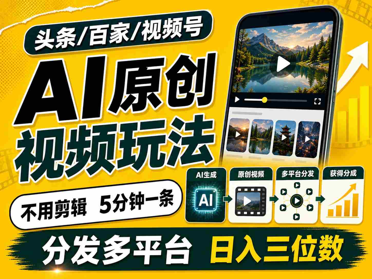 2026头条百家号升级玩法 5分钟一条原创视频 发多平台赚收-副业部