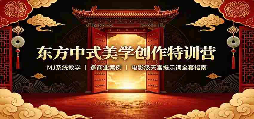 东方中式美学创作特训营：MJ系统教学，多商业案例，电影级天宫提示词全套指南-副业部