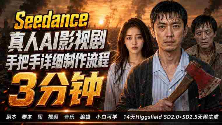3分钟真人AI影视剧怎么做？SD 2.0手把手完整制作流程｜Higgsfield 14天SD 2.0/2.5无限生成-副业部