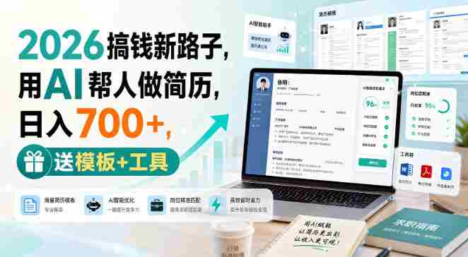 2026搞钱新路子，用AI帮人做简历，日入700+，送模板+工具【揭秘】-副业部