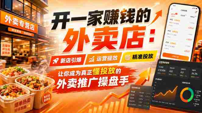 开一家賺钱的外卖店：新店引爆·运营提效·精准投放，让你成为真正懂投放的外卖推广操盘手-副业部
