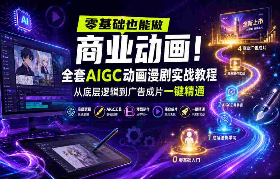 零基础也能做商业动画！全套AIGC动画漫剧实战教程，从底层逻辑到广告成片一键精通（更新0905）-副业部