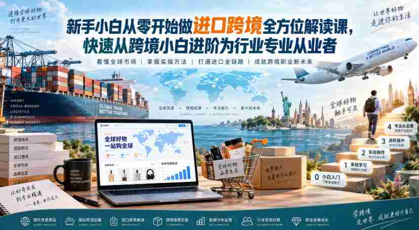 新手小白从零开始做进口跨境全方位解读课，快速从跨境小白进阶为行业专业从业者-副业部