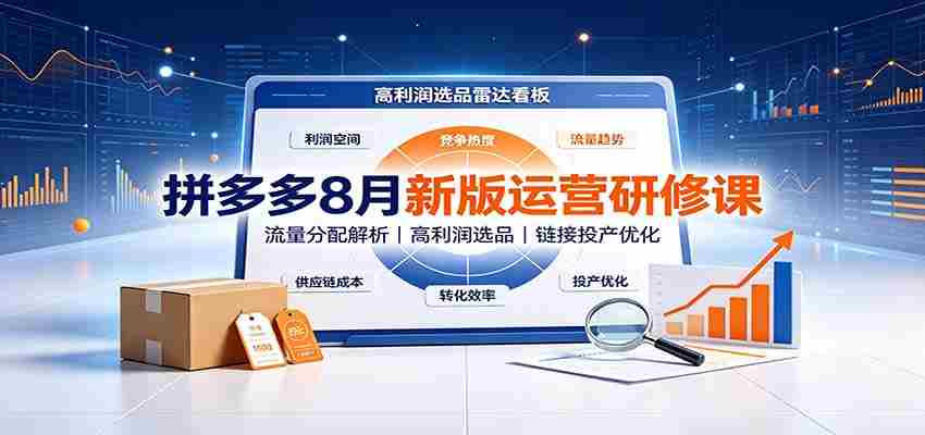 拼多多8月新版运营研修课：流量分配解析，高利润选品，链接投产优化-副业部
