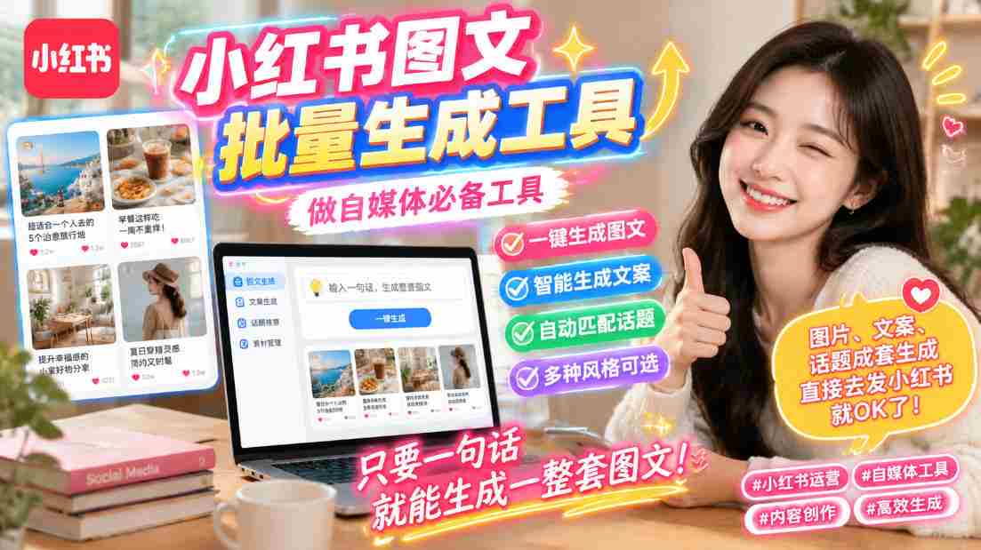 （20300期）小红书图文批量生成工具，话题、文案、配图一键生成，直接发布，做自媒体必备工具-副业部