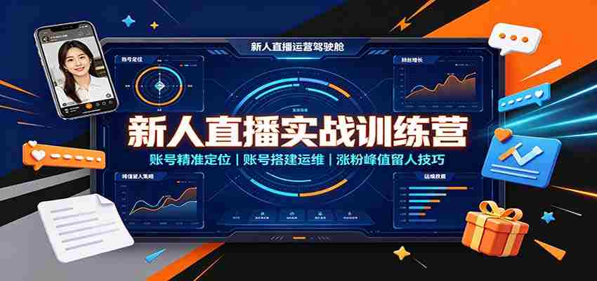 新人直播实战训练营：账号精准定位，账号搭建运维，涨粉峰值留人技巧-副业部