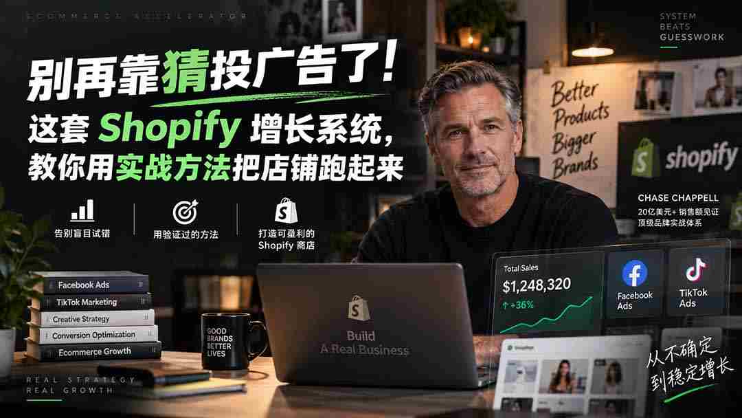 （20367期）别再靠猜投广告了！这套 Shopify 增长系统，教你用实战方法把店铺跑起来【原创双语字幕】-副业部