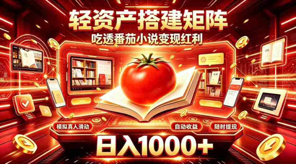 轻资产搭建矩阵，吃透番茄小说变现红利，日入1000+，支持无限矩阵放大【揭秘】-副业部