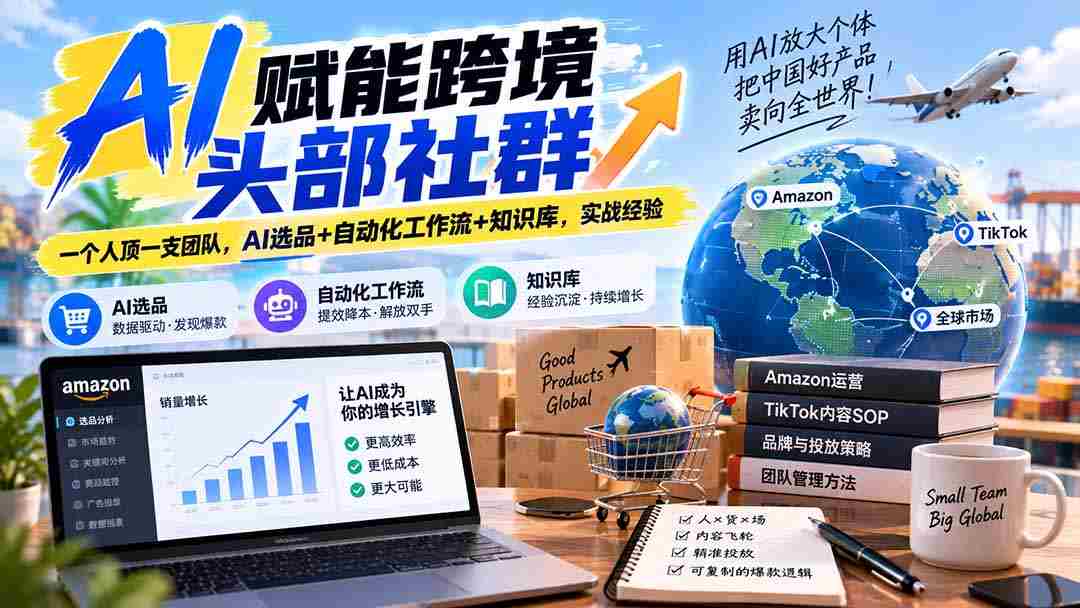 AI赋能跨境头部社群-更新9月：一个人顶一支团队，AI选品+自动化工作流+知识库，实战经验-副业部