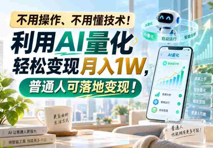 利用AI量化轻松变现月入1W，普通人可落地变现，不用操作、不用懂技术！-副业部