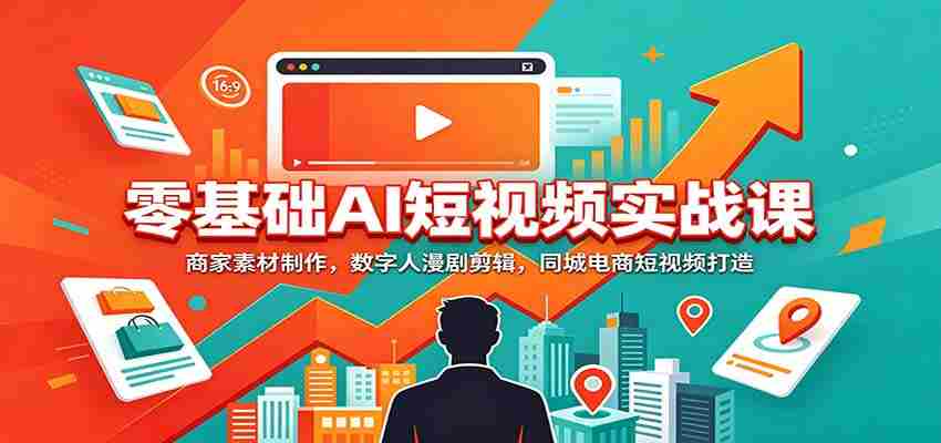 零基础AI短视频实战课：商家素材制作，数字人漫剧剪辑，同城电商短视频打造-副业部