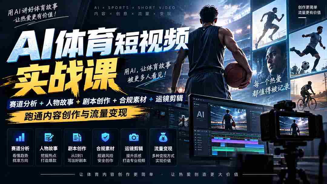 AI运动短视频领域顶尖策略揭秘：深度解析+人物传奇+剧情编写+版权维护+镜头剪辑，解锁流量盈利秘籍——日入千金不是梦-副业部