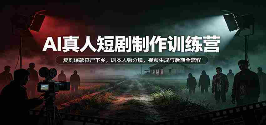 AI真人短剧制作训练营：复刻爆款丧尸下乡，剧本人物分镜，视频生成与后期全流程-副业部