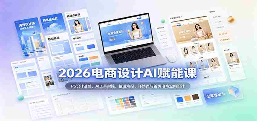 2026电商AI设计赋能教程：PS入门、AI应用技巧，全面掌握电商海报、详情页及首页全案设计-副业部