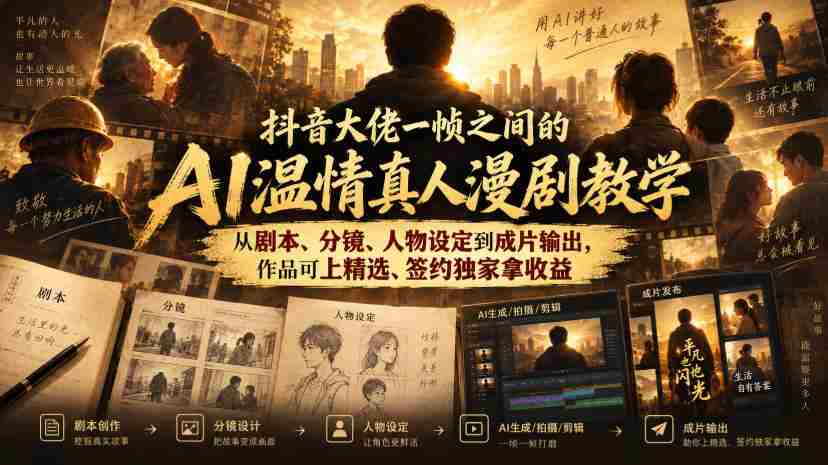 揭秘抖音神作：AI助力真人动画制作全过程，剧本到成品，轻松签约收益！-副业部