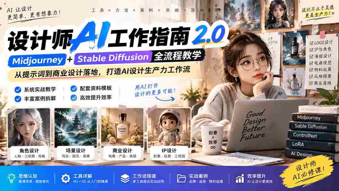 AI赋能设计艺术：设计师进阶宝典2.0 无损版课程》——思维与实操结合，释放设计潜能-副业部
