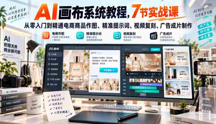 揭秘AI绘图神器：7堂实战课程，助你从新手蜕变为电商美图大师！掌握精准关键词、视频复制、广告片制作技巧-副业部