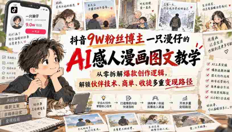 漫仔抖音达人分享AI绘画技巧，揭秘爆款制作秘诀，探索多元化盈利之道-副业部