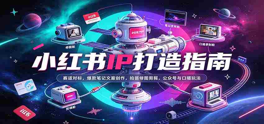 小红书IP打造指南:赛道对标,爆款笔记文案创作,拍摄修图剪辑,公众号与口播玩法-副业部
