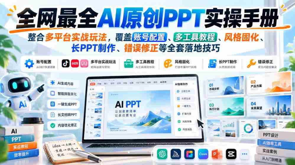 AI创意PPT制作大全：囊括各大平台实战攻略，揭秘账号设置、多工具运用、风格塑造、长PPT制作与故障排除等实用技巧