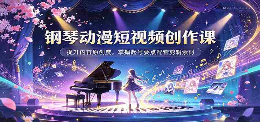 动漫钢琴短视频制作攻略:解锁内容创意,学会账号涨粉技巧及剪辑资源搭配-副业部