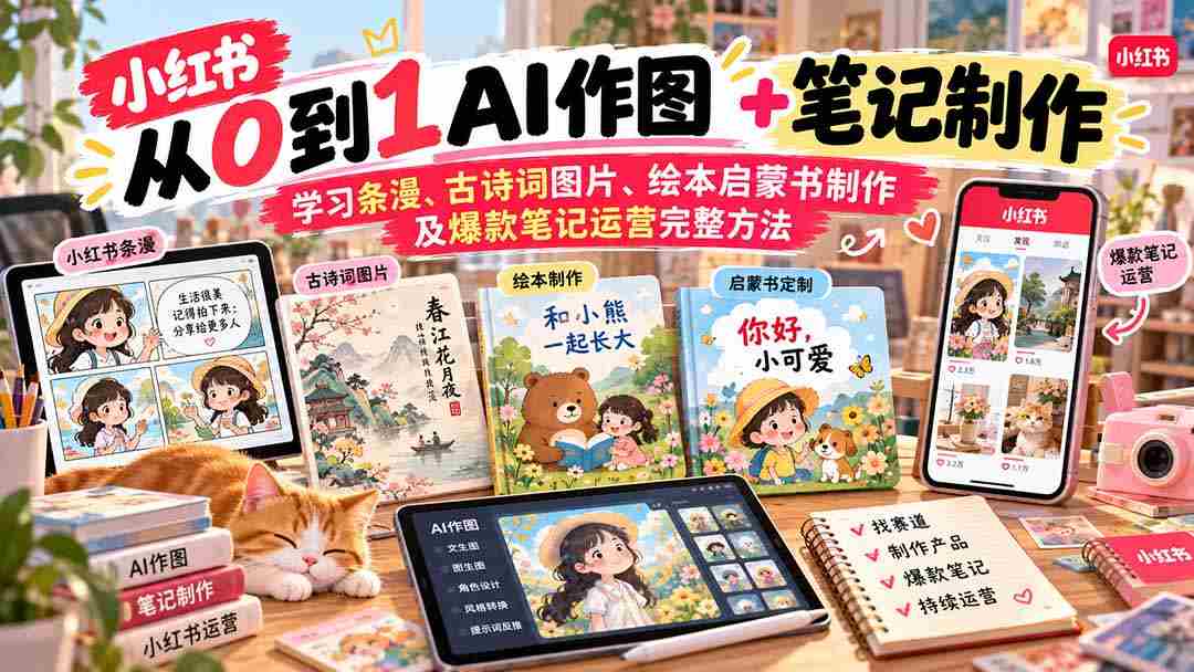 2026年小红书AI赋能内容制作：从零基础掌握条漫、古诗词插画、绘本制作与爆款笔记运营攻略