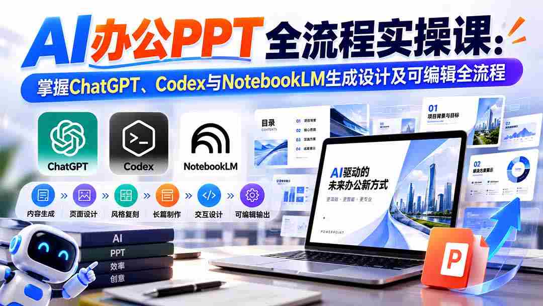 零水印】AI高效办公PPT制作指南：一课掌握ChatGPT、Codex与NotebookLM的生成与编辑技巧-副业部