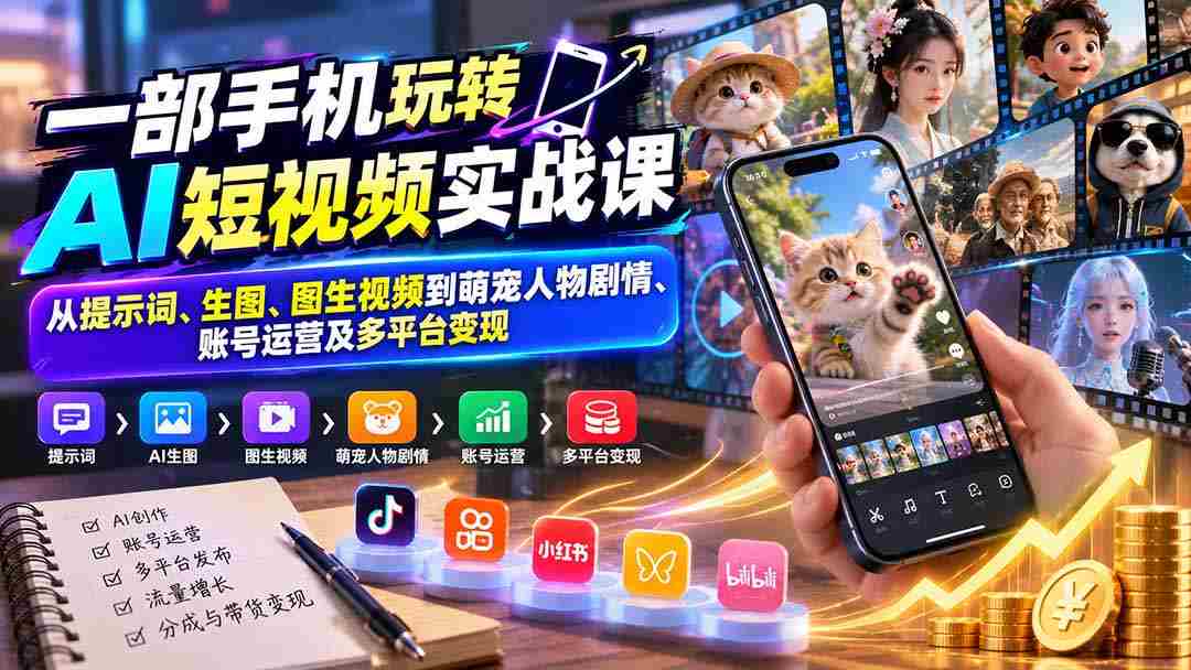 轻松掌握AI短视频创作秘诀：从关键词到萌宠剧情，全方位解析手机运营与多渠道盈利