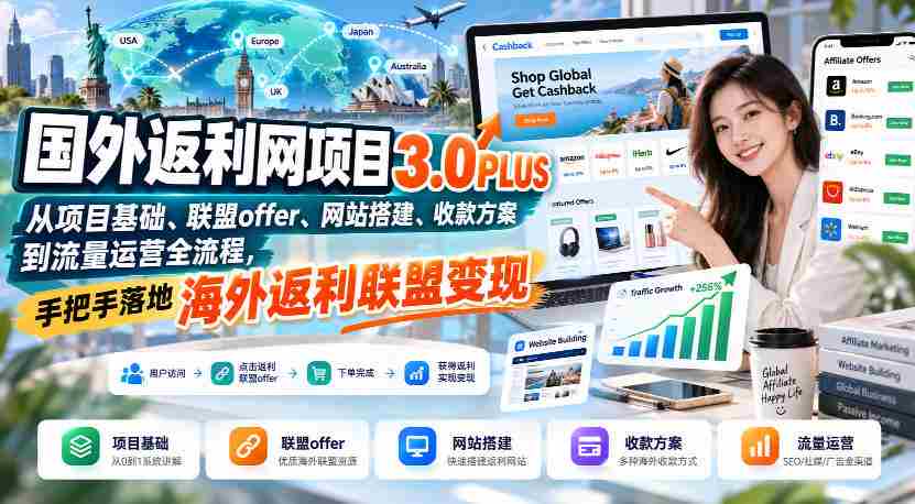 全球返利平台3.0PLUS全解析：涵盖项目起点、合作优惠、搭建攻略、支付策略及流量推广，一站式实现海外联盟收益变现