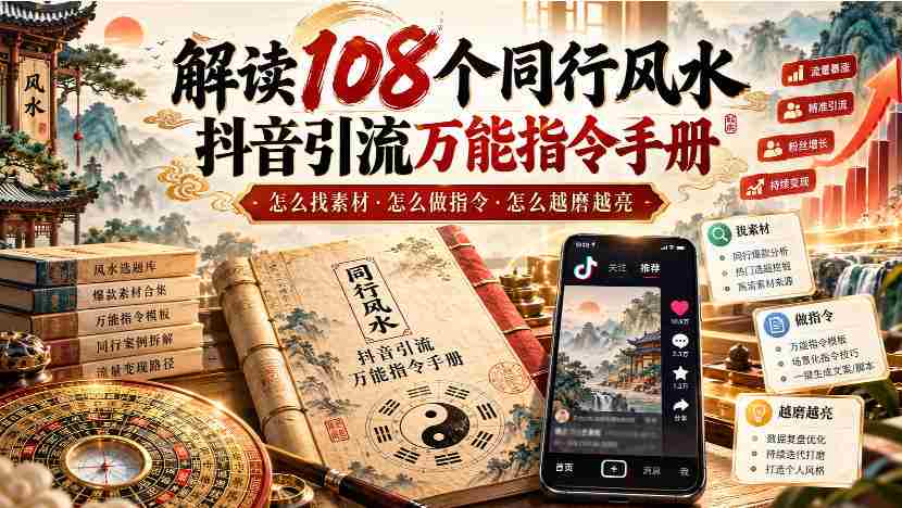 揭秘108招抖音风水引流秘籍：素材搜集攻略、指令制作技巧，让你的内容光芒四射【手册