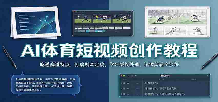 AI体育短视频创作教程：吃透赛道特点，打磨剧本定稿，学习版权处理，运镜剪辑全流程