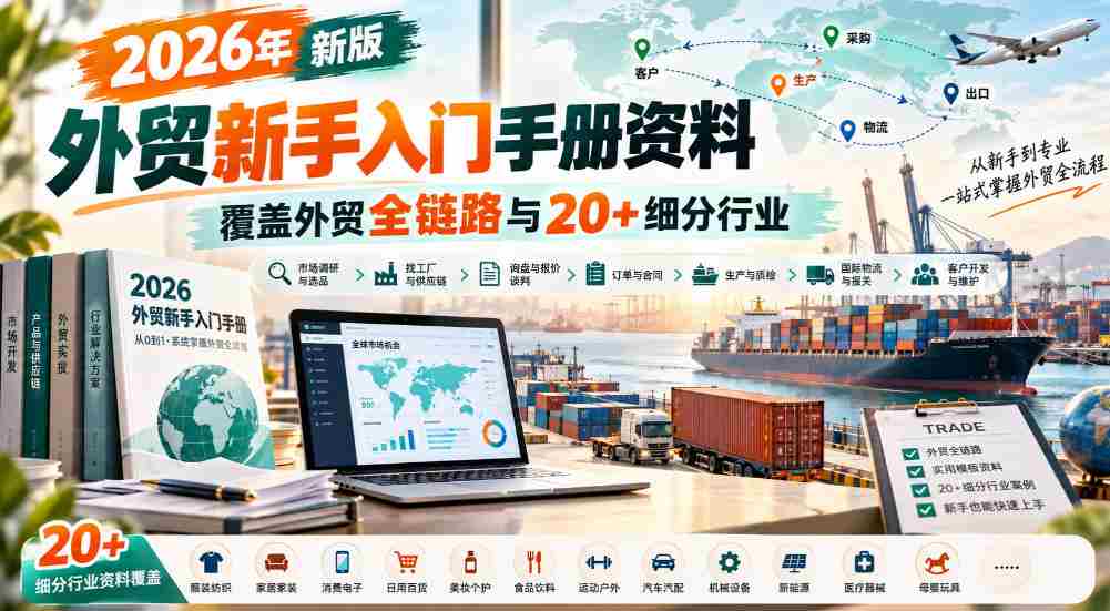 2026全新外贸初学者指南，囊括外贸全流程及逾20个专业领域知识