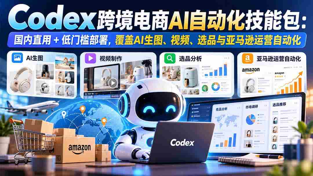 一键上手】Codex跨境电商智能工具箱：国内直连，轻松部署，AI绘图、视频、选品及亚马逊运营自动化全攻略
