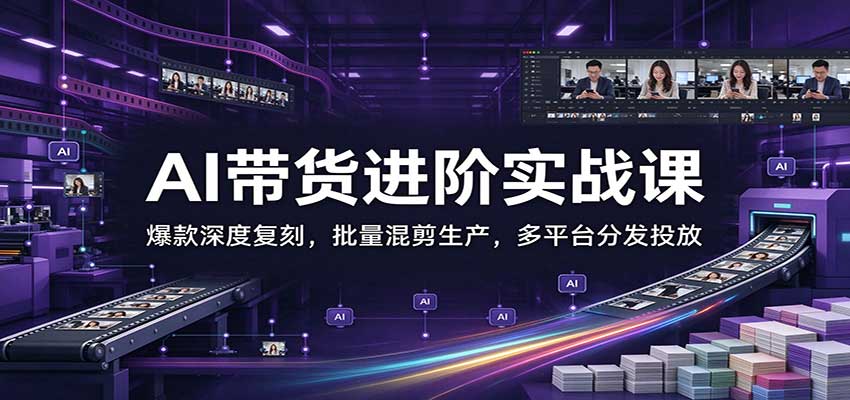 AI带货进阶实战课:爆款深度复刻,批量混剪生产,多平台分发投放-副业部