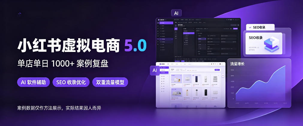 小红书虚拟电商5.0，单店单日1000+，AI软件+SEO收录，双重流量稳定出单【揭秘】插图
