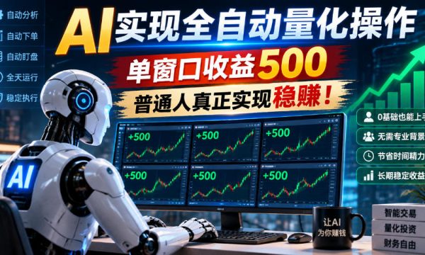 AI实现全自动量化操作，单窗口收益500，普通人真正实现稳賺！【揭秘】