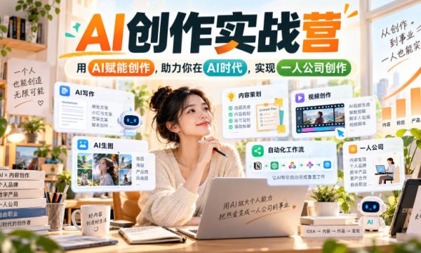 AI创作实战营，用AI赋能创作，助力你在AI时代，实现一人公司创作