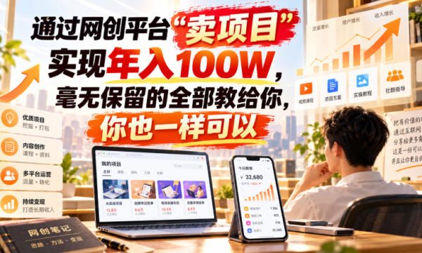 （20790期）通过网创平台“卖项目”实现年入百万，毫无保留的全部教给你！