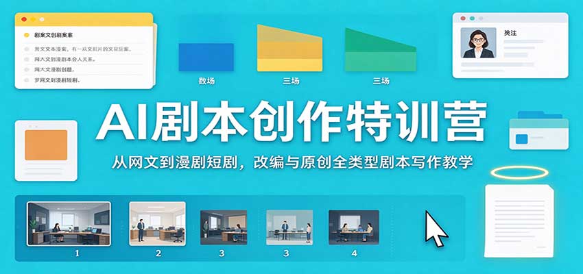 AI剧本创作特训营：从网文到漫剧短剧，改编与原创全类型剧本写作教学-副业部